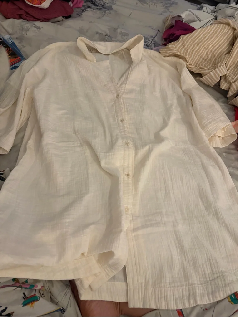 Madewell Cream Short-Sleeve Gauze Cover Up - Picture 1 of 2